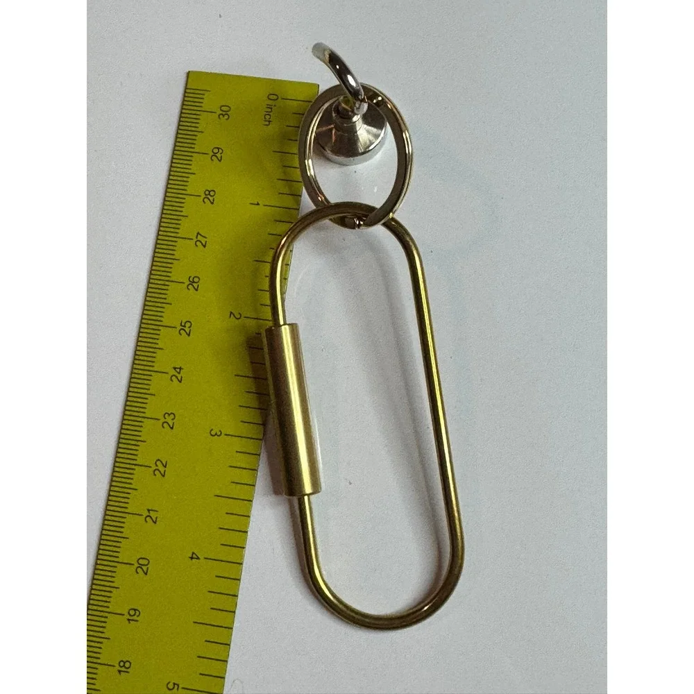 Birdie‎ Brass Carabiner Keychain Gold Tone Oval Screw Lock Key Ring Accessory